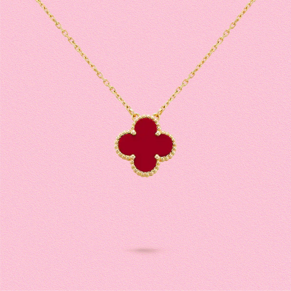 Yumato s925 sterling silver carnelian Clover necklace