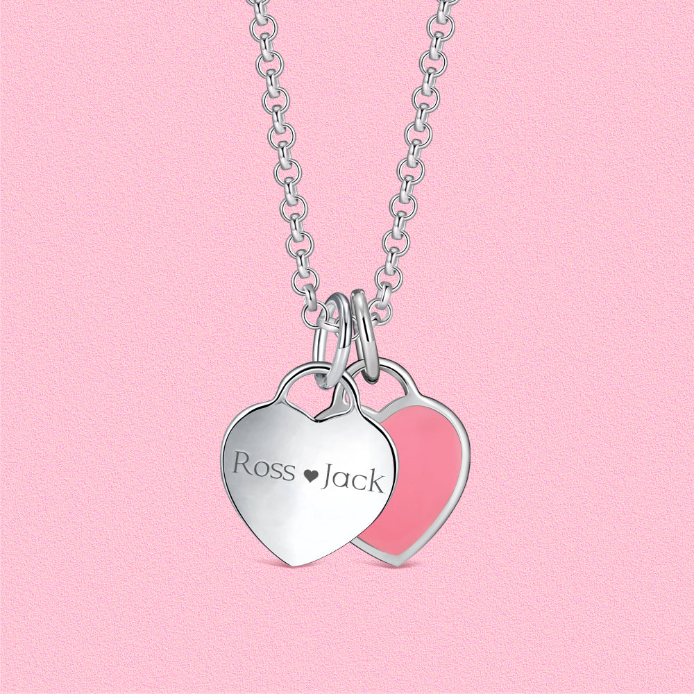 Elegant and fashionable, freely matched birthday stone pendant s925 sterling silver christmas gift double heart necklace