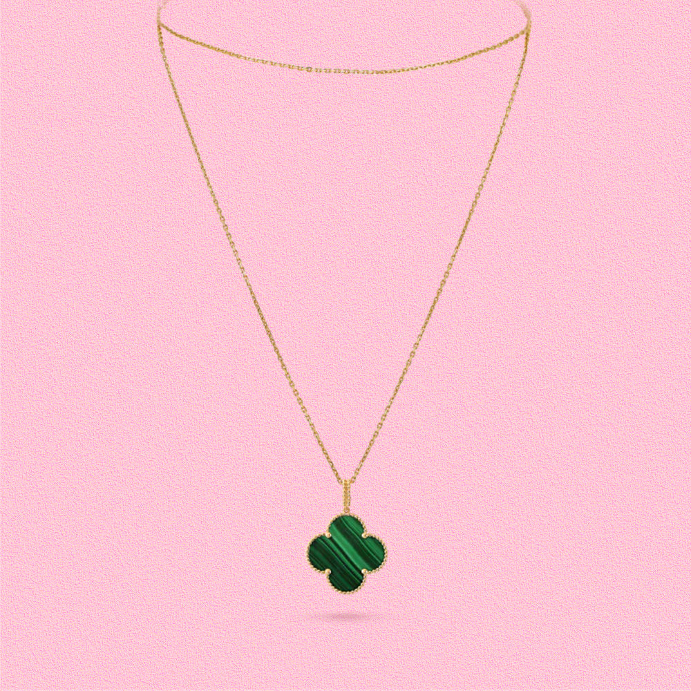 Yumato S925 sterling silver malachite 1 flowers lucky necklace