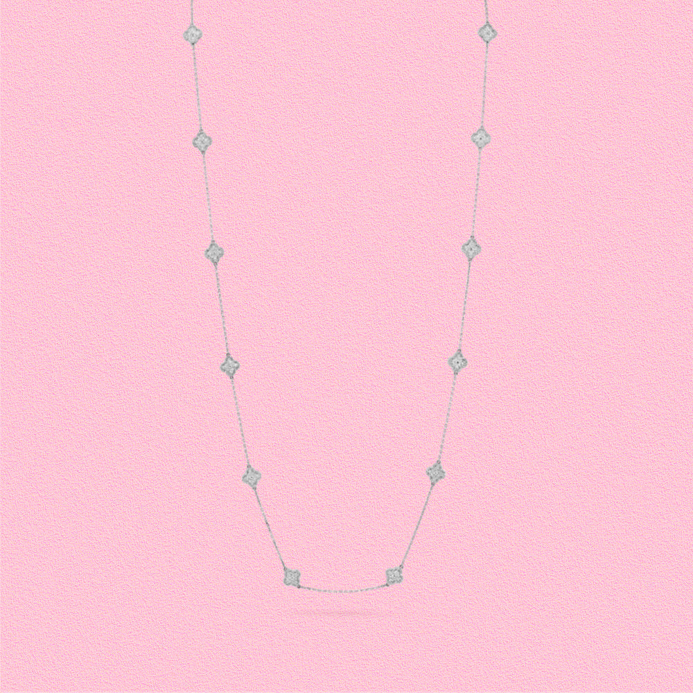 Yumato S925 sterling silver lab-grown diamond flowers lucky necklace