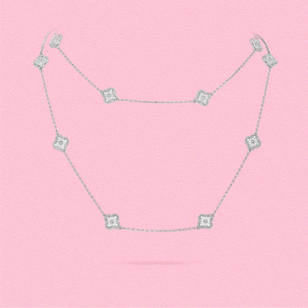 Yumato S925 sterling silver lab-grown diamond flowers lucky necklace