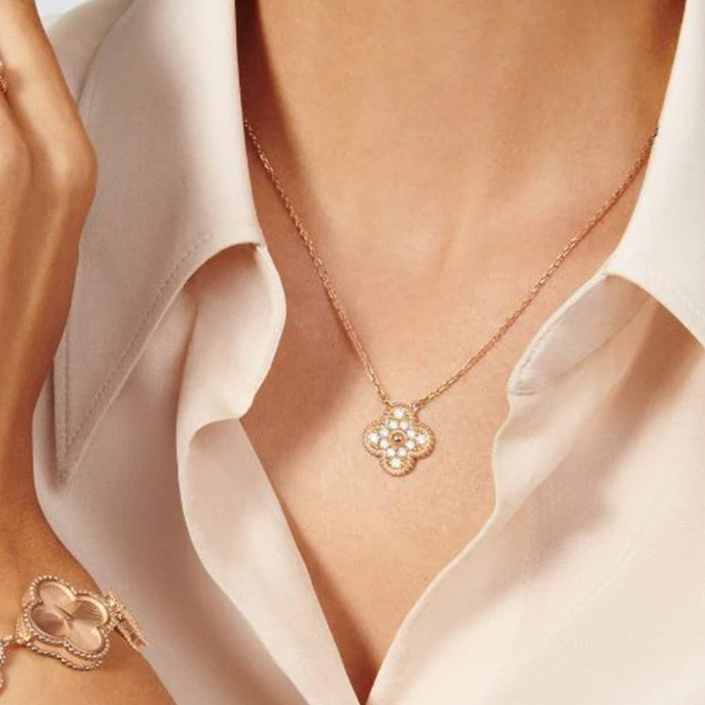 Yumato S925 sterling silver lab-grown diamond lucky necklace