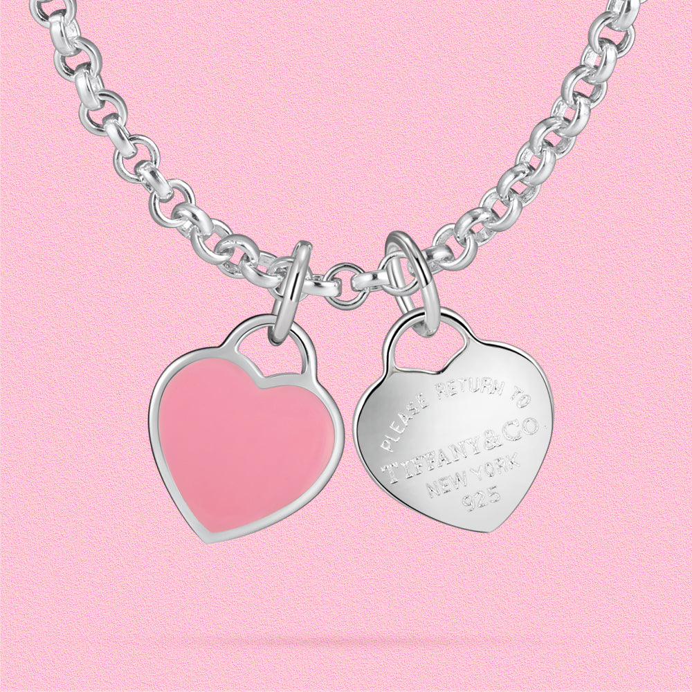Elegant and fashionable, freely matched birthday stone pendant double heart necklace