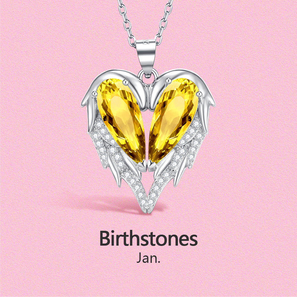 Yumato S925 Sterling Silver Heart Pendant Engraved Name Birthstone, Elegent Moissanite Customized Gifts for Mom, Friends, Female 2948