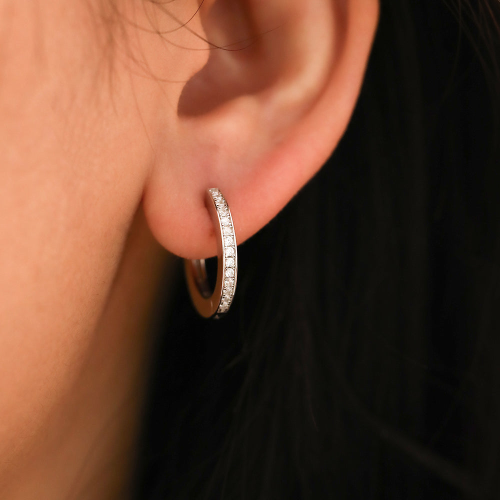 Yumato Artificial Zircon 925 Sterling Silver Circle Earrings Classic style design wonderful gift for yourself or your loved E-3461