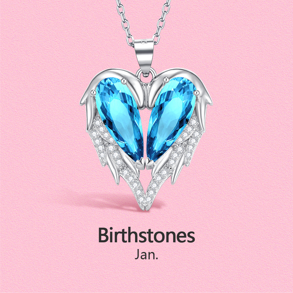 Yumato S925 Sterling Silver Heart Pendant Engraved Name Birthstone, Elegent Moissanite Customized Gifts for Mom, Friends, Female 2948