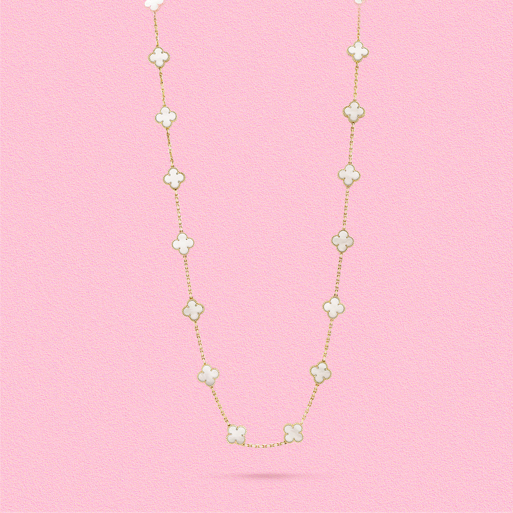 Yumato S925 sterling silver White shell 20 flowers lucky necklace