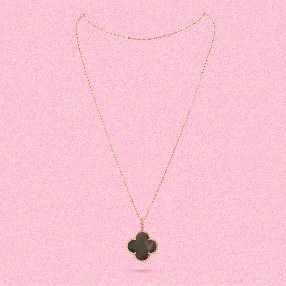 Yumato S925 sterling silver Grey shell lucky necklace