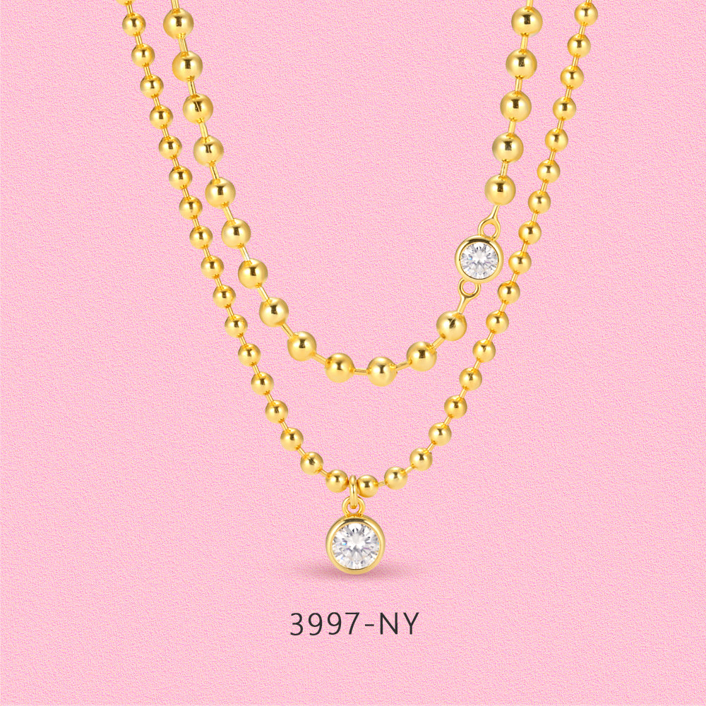 S925 sterling silver Moissanite golden bead set.
