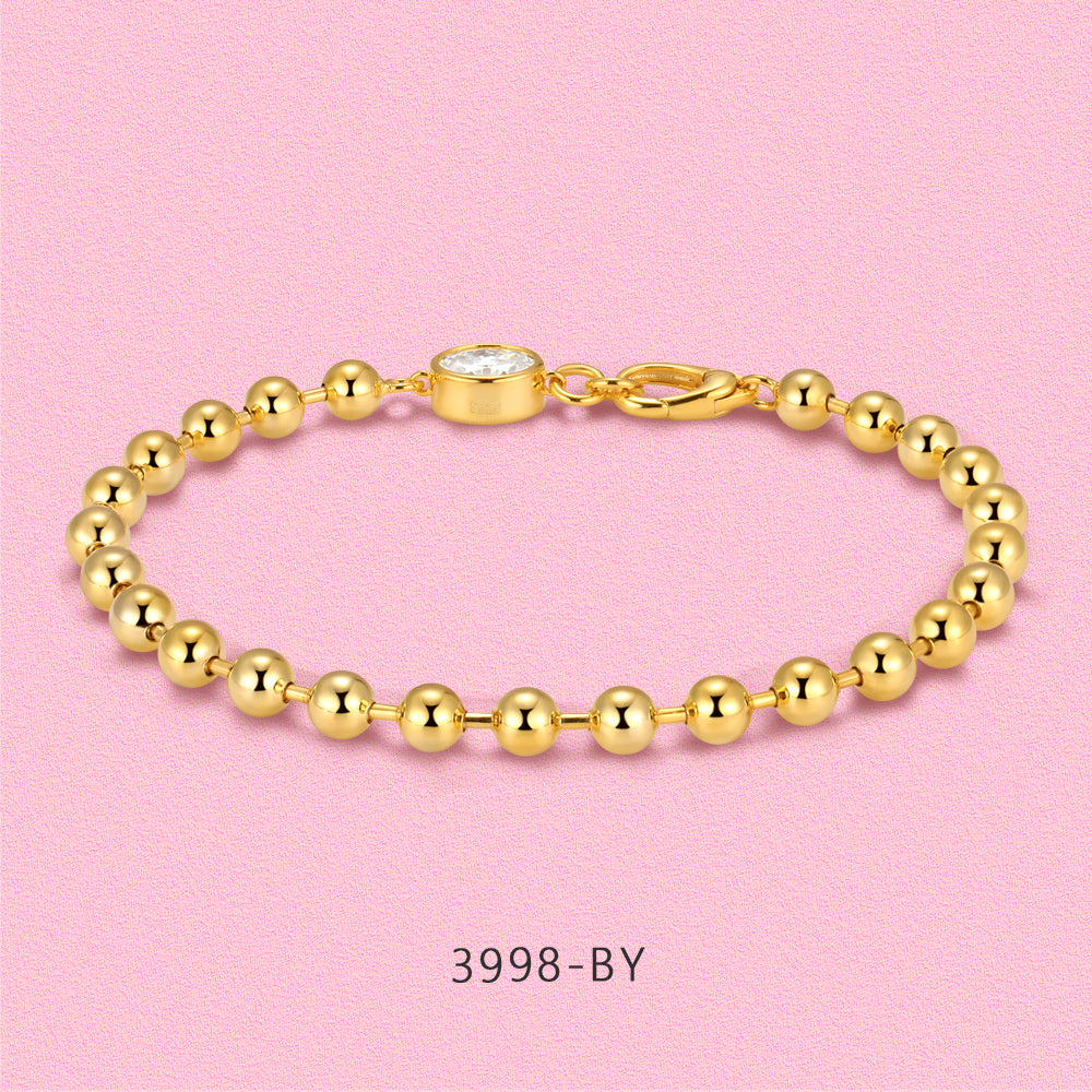 S925 sterling silver Moissanite golden bead set.