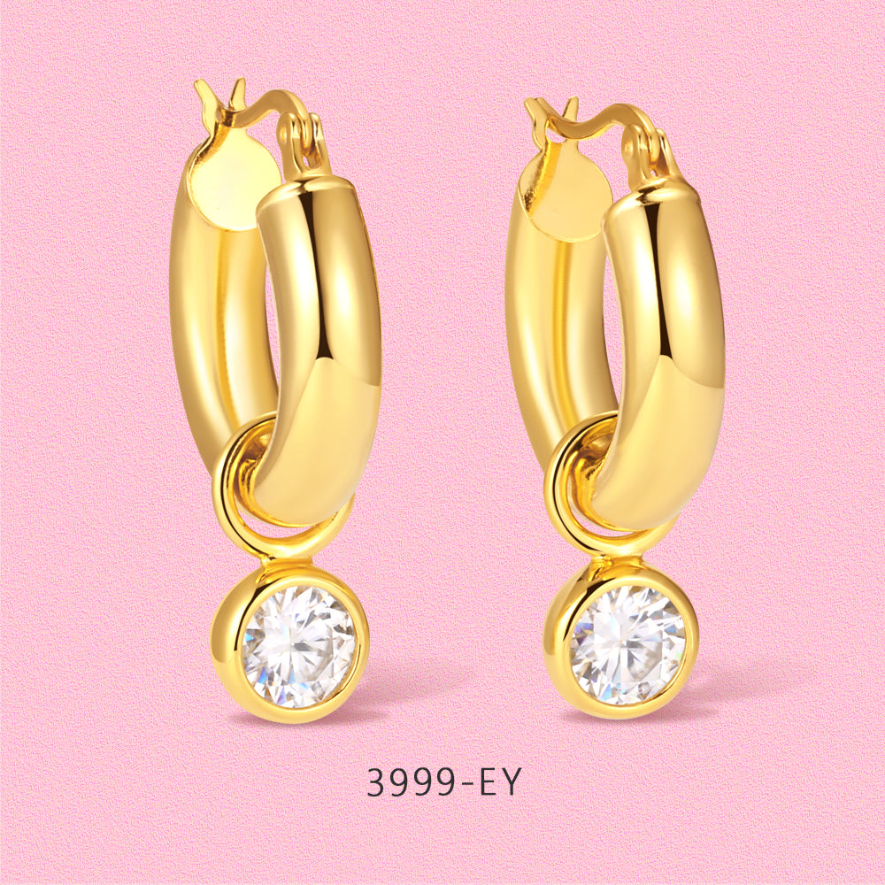 S925 sterling silver Moissanite golden bead set.