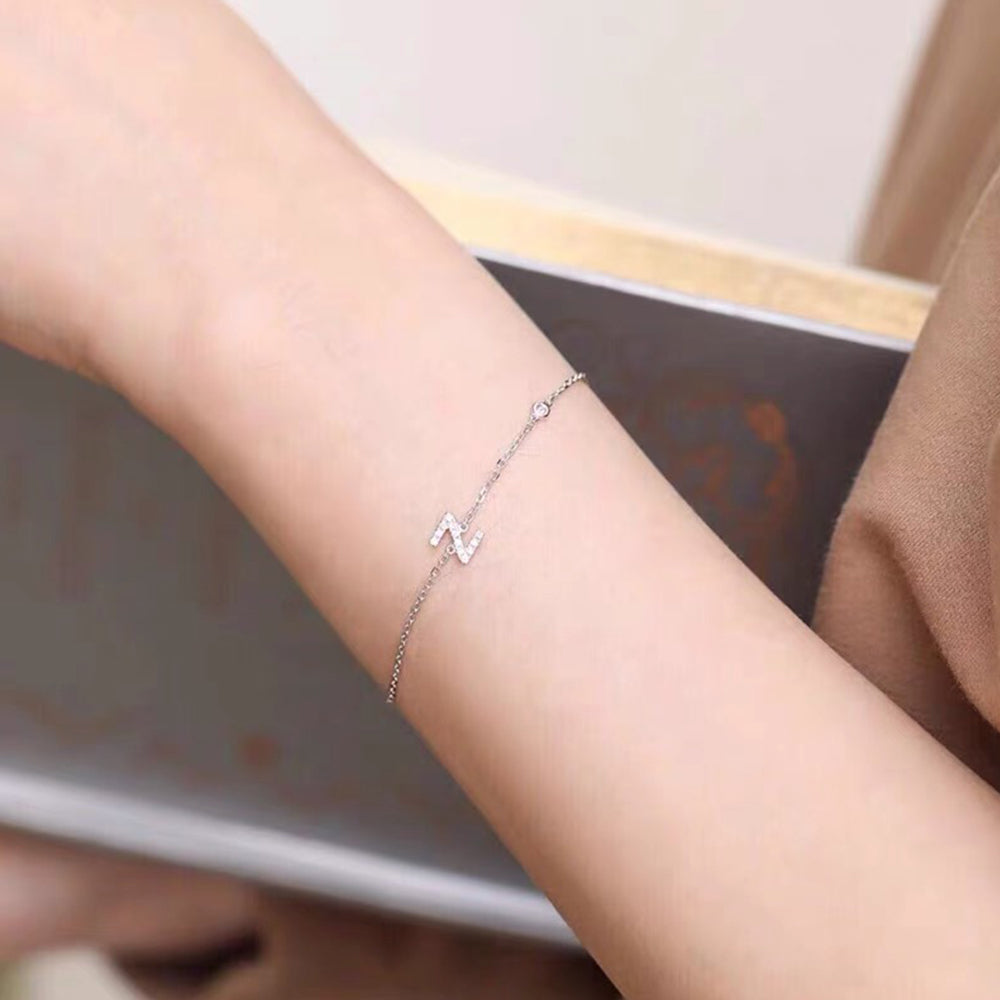 Yumato S925 Sterling Silver 26 letters Bracelet(7 in)Gifts for yourself, girl, lover,friend BR01