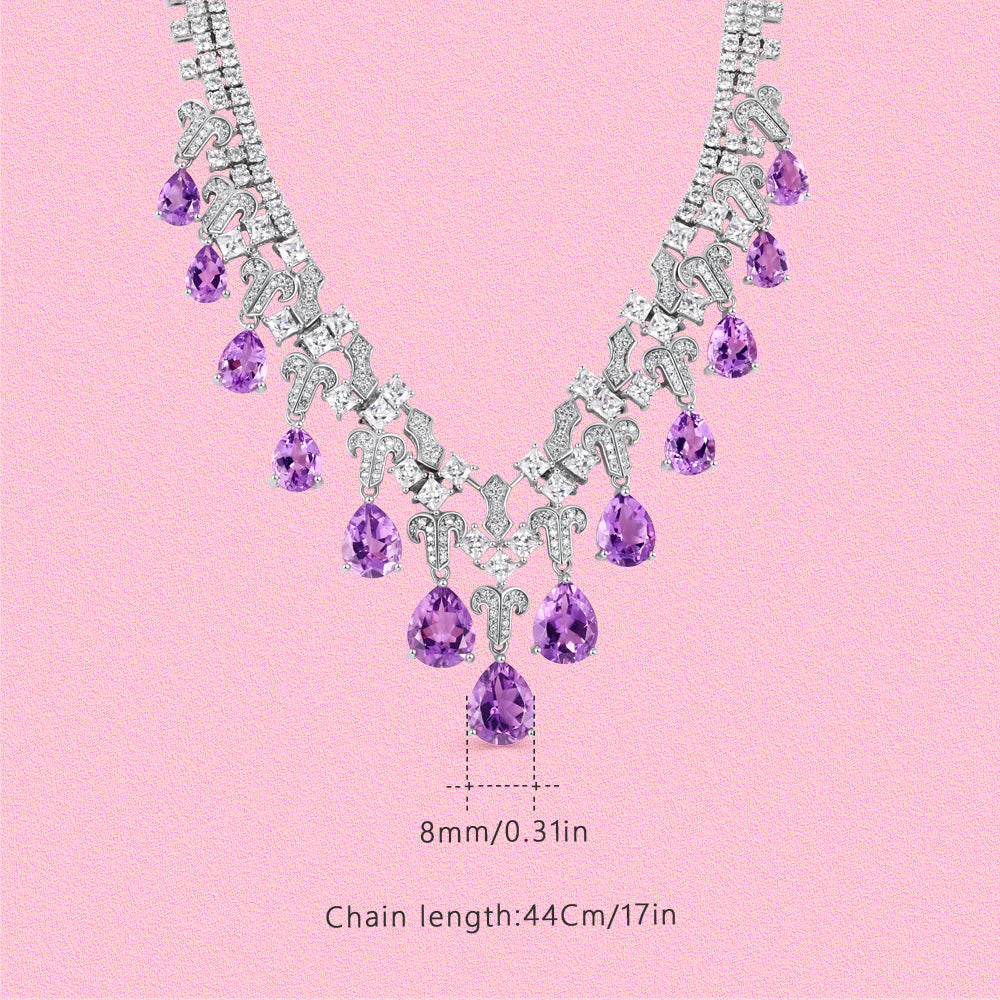 Luxury Purple Crystal Water Drop Design party jewelry set