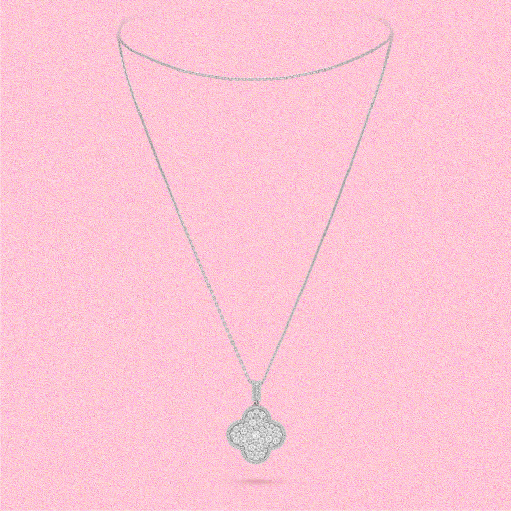 Yumato S925 sterling silver full diamond lucky necklace