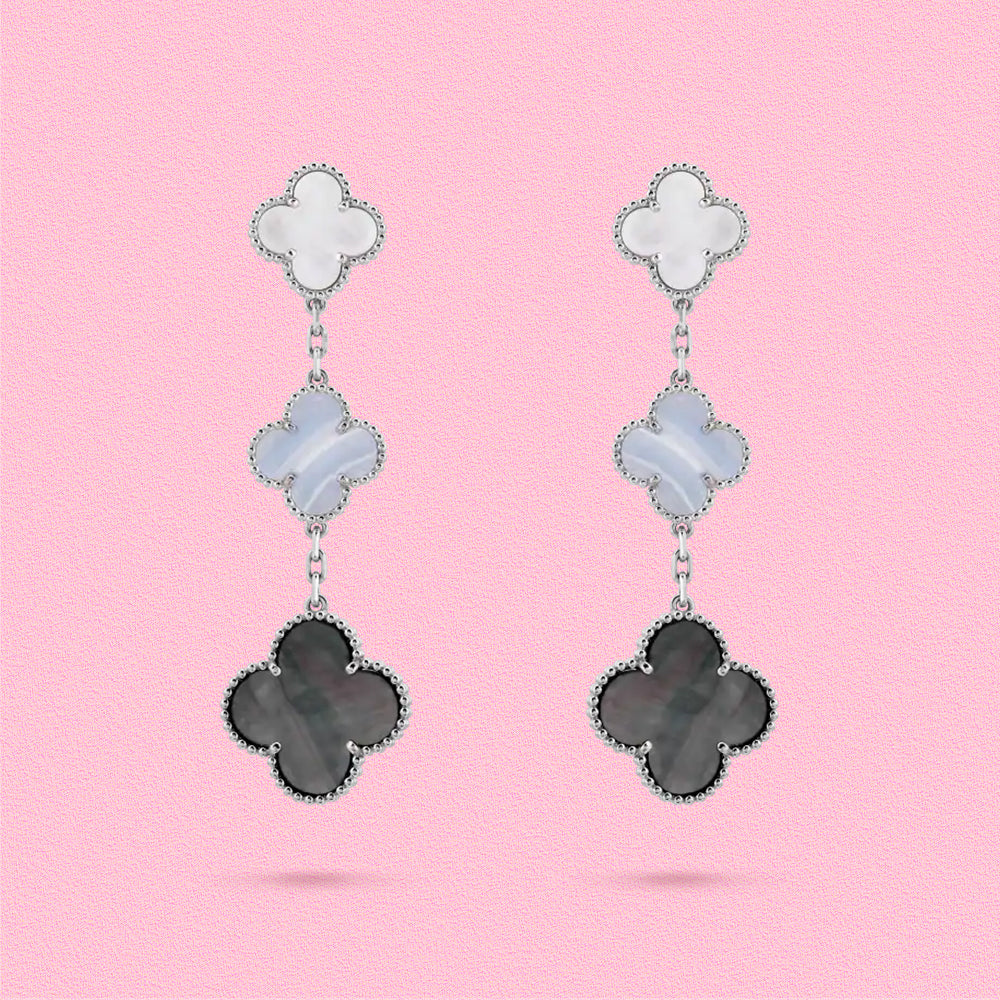 Yumato S925 sterling silver Pearl oyster chalcedony lucky earrings