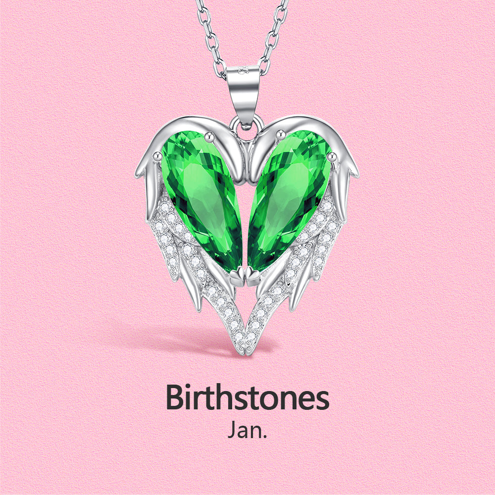 Yumato S925 Sterling Silver Heart Pendant Engraved Name Birthstone, Elegent Moissanite Customized Gifts for Mom, Friends, Female 2948