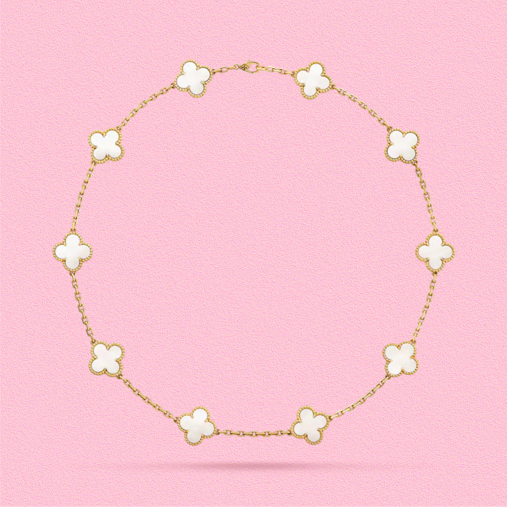 Yumato S925 sterling silver White shell 10 flowers lucky necklace