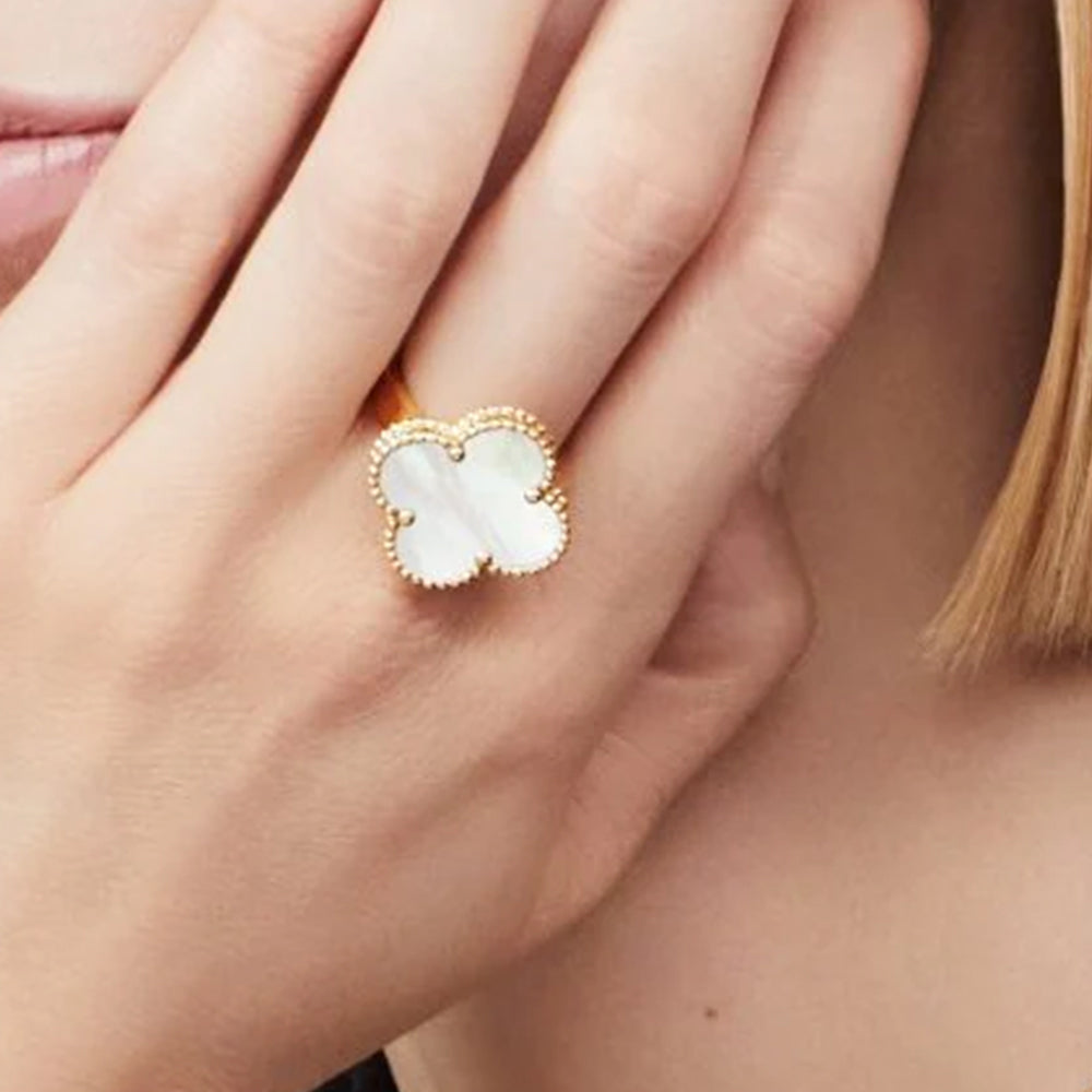 Yumato S925 sterling silver White Fritillaria lucky rings