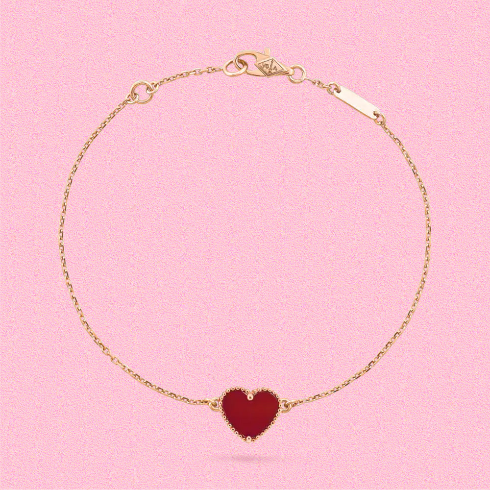 Yumato S925 sterling silver little red heart lucky bracelet