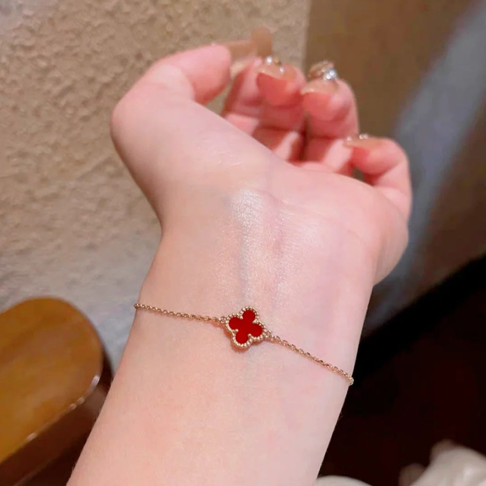 Yumato S925 sterling silver little red heart lucky bracelet
