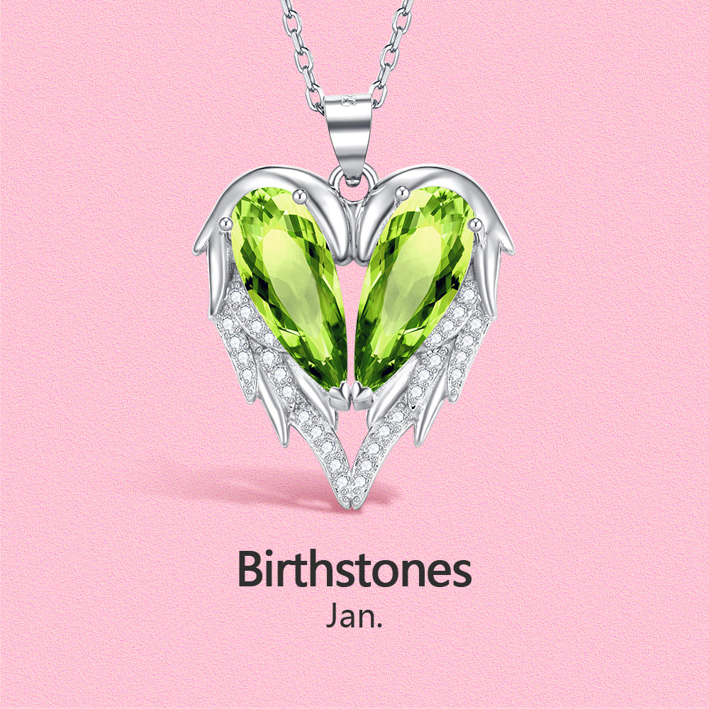Yumato S925 Sterling Silver Heart Pendant Engraved Name Birthstone, Elegent Moissanite Customized Gifts for Mom, Friends, Female 2948