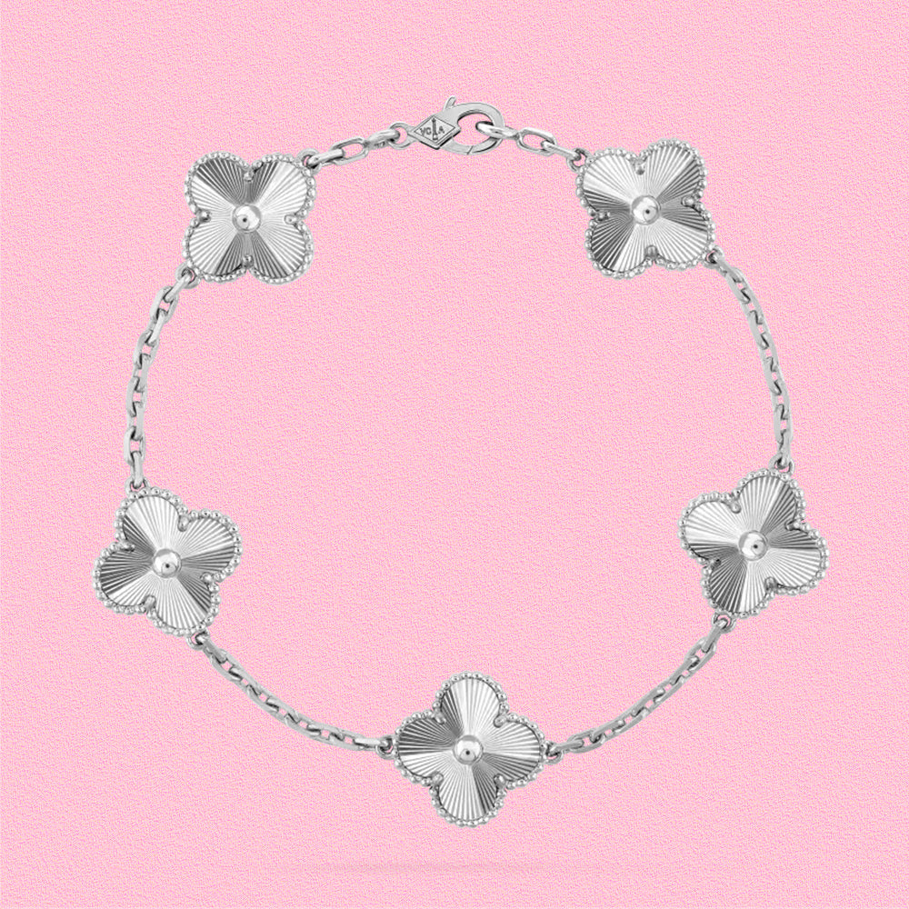 Yumato S925 sterling silver Carnelian laser 5 flowers lucky bracelet