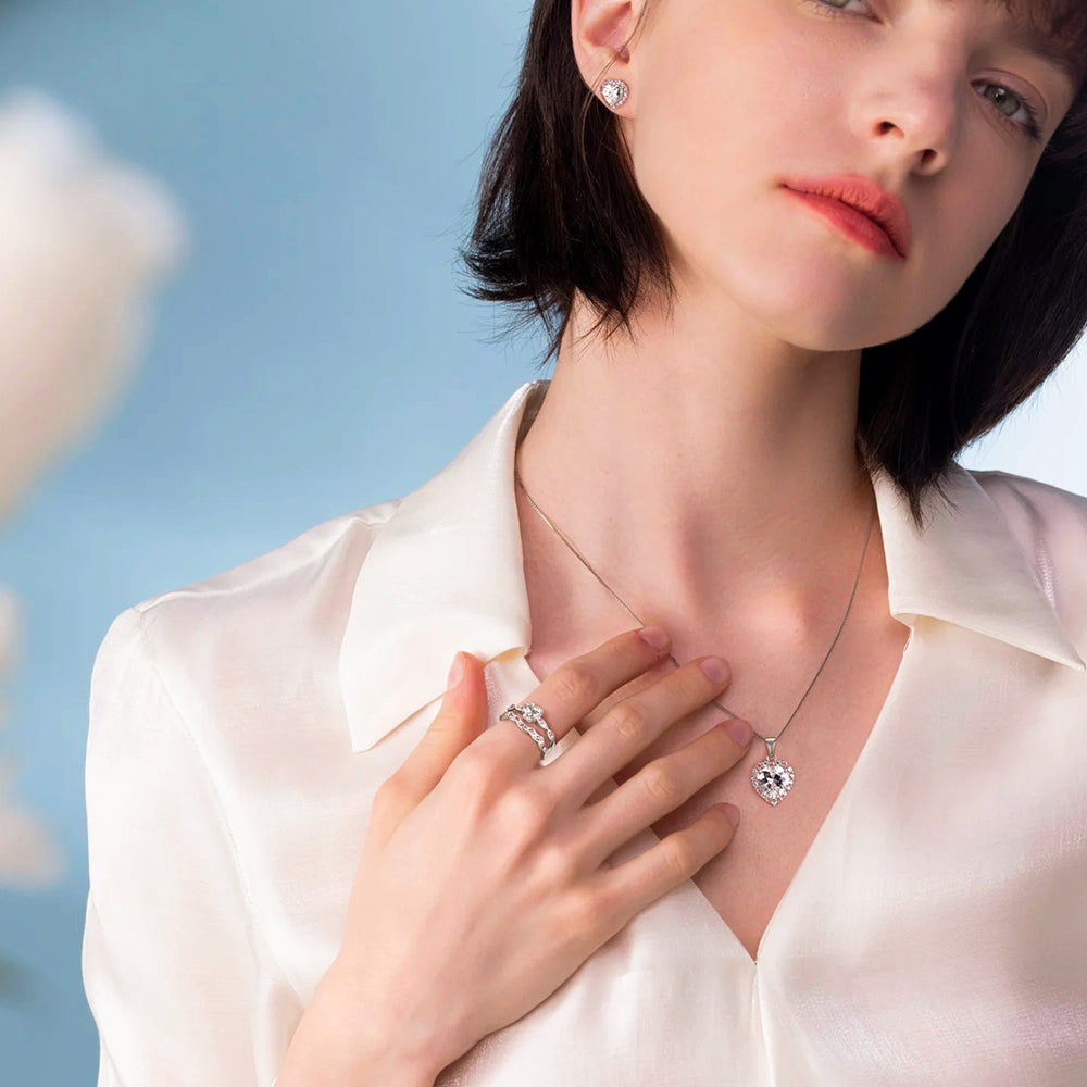 S925 Sterling Silver Heart Style Set Series