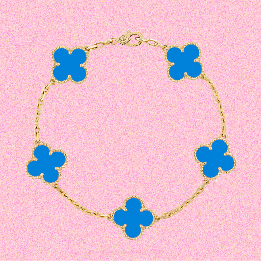 Yumato S925 sterling silver 5 flowers lucky bracelet