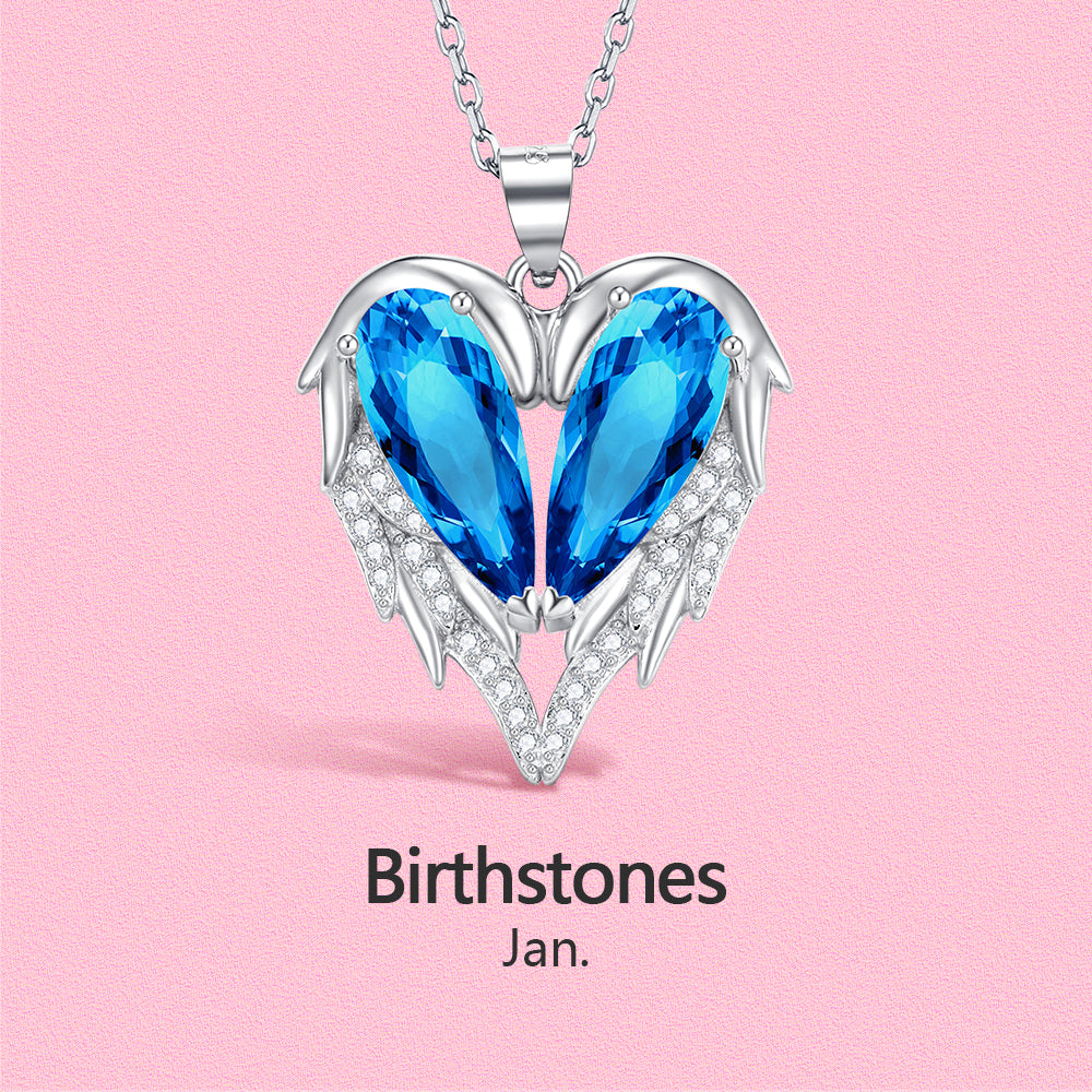 Yumato S925 Sterling Silver Heart Pendant Engraved Name Birthstone, Elegent Moissanite Customized Gifts for Mom, Friends, Female 2948