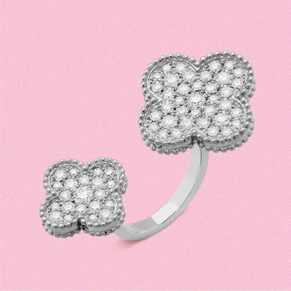 Yumato S925 sterling silver full of diamonds lucky ring
