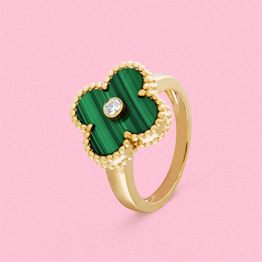 Yumato S925 sterling silver malachite lucky ring