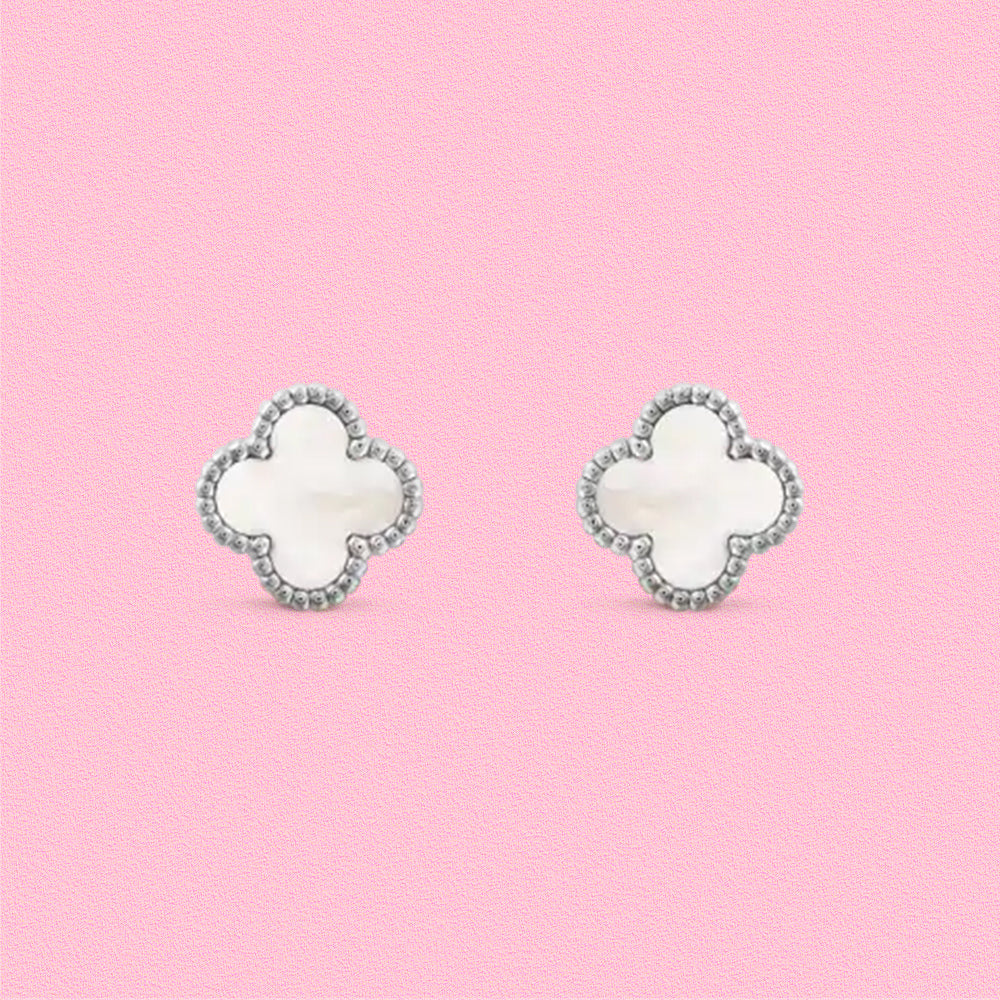 Yumato S925 sterling silver white fritillaria lucky earrings