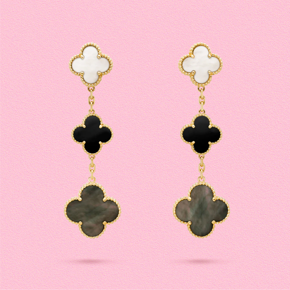 Yumato S925 sterling silver mother-of-pearl lucky earrings