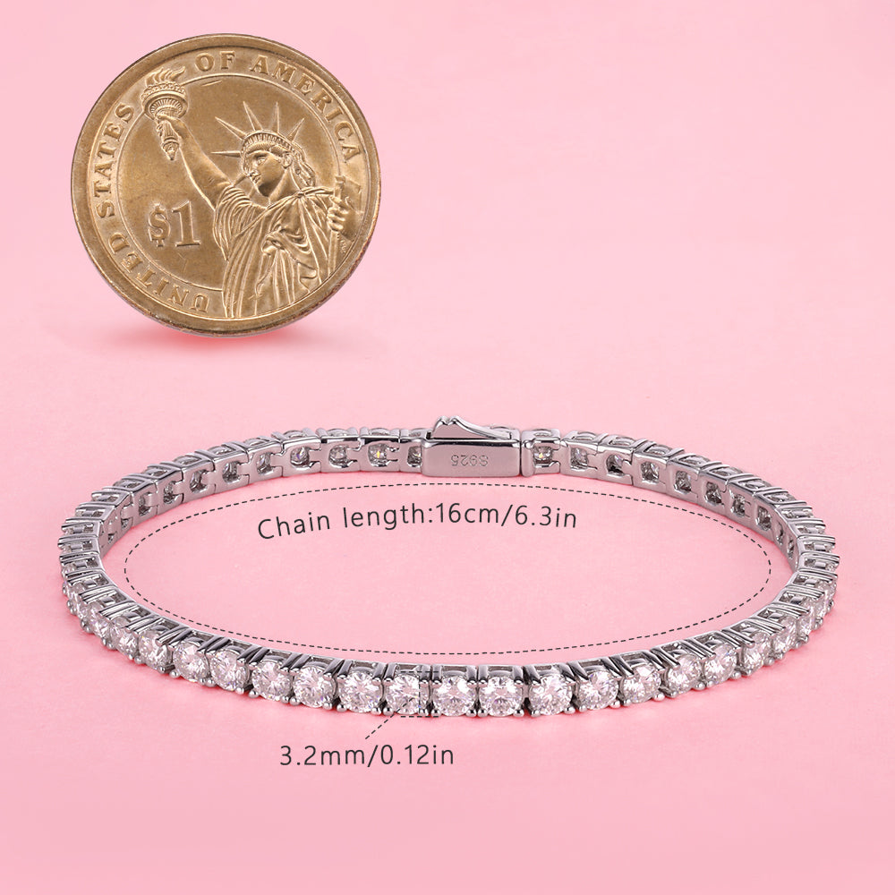 Luxurious S925 sterling silver Moissanite tennis bracelet