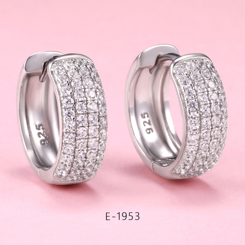 Yumato S925 Sterling Silver Zircon Vintage Hoop Earrings Minimalist style perfect for everyday commuting E-1953