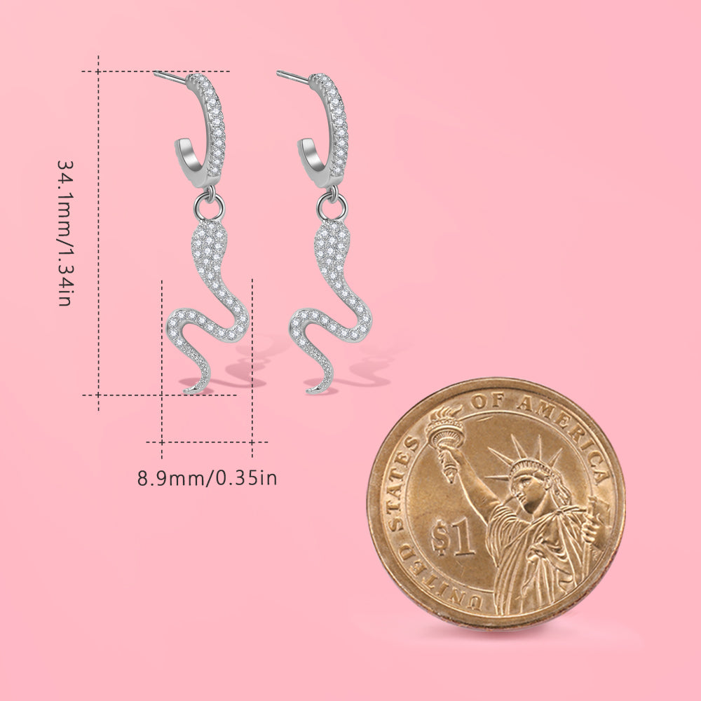 Yumato S925 Sterling Silver Snake style design Earrings Beat choice gift for dating, party, leisure occasion E-3090