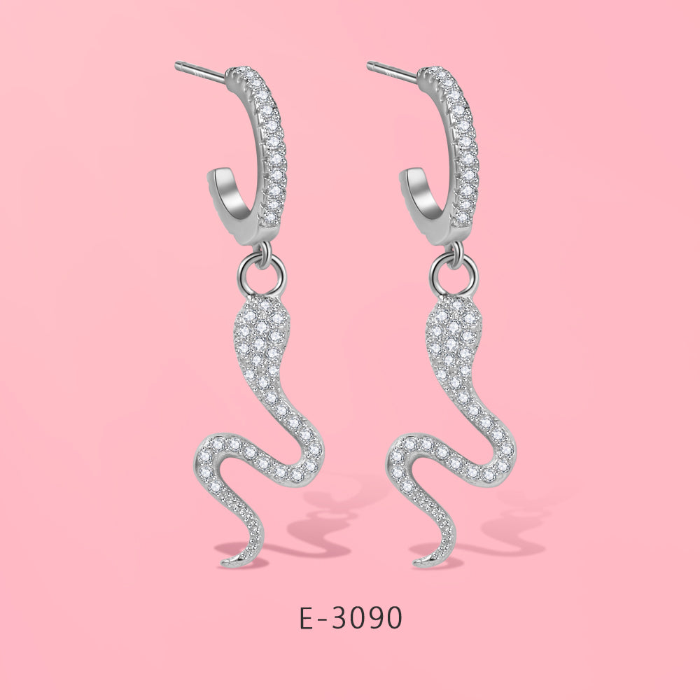 Yumato S925 Sterling Silver Snake style design Earrings Beat choice gift for dating, party, leisure occasion E-3090