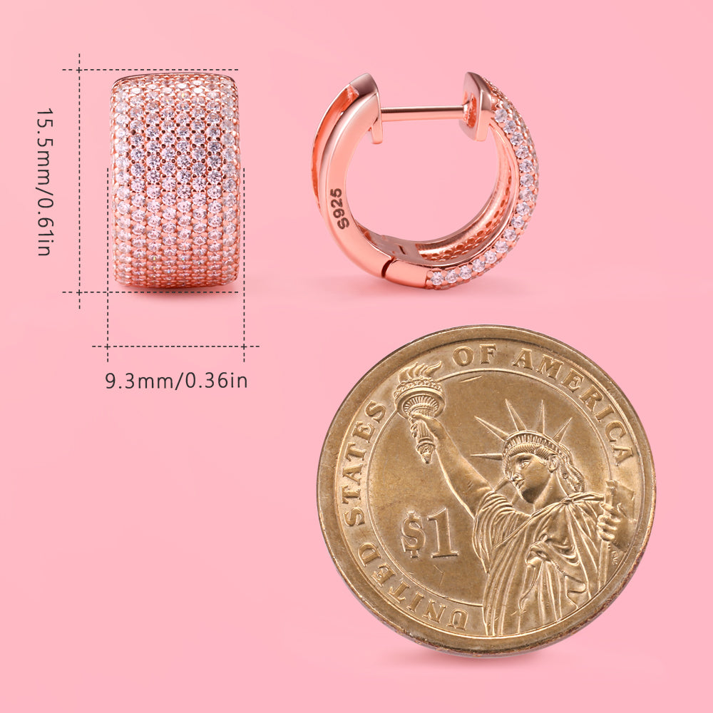 S925 Sterling Silver Rose Gold-colored Elegant and Stylish Ear Cuffs Fully Set with Diamonds.
