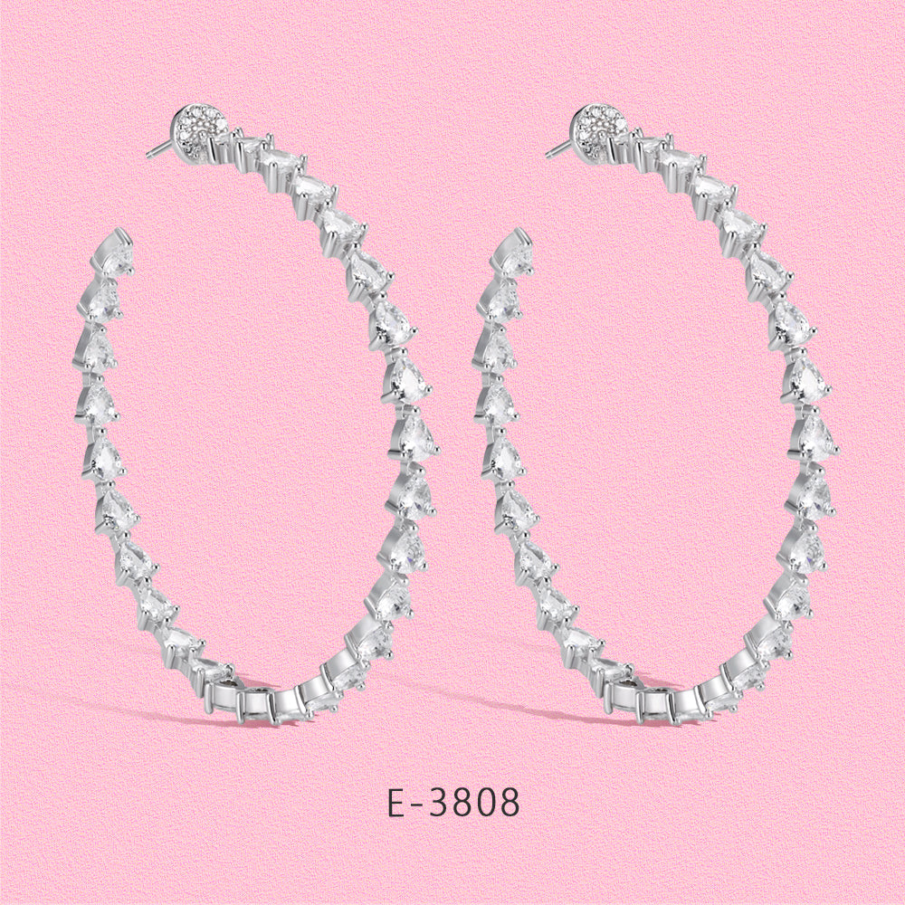 Yumato S925 sterling silver heart set with large circle earrings