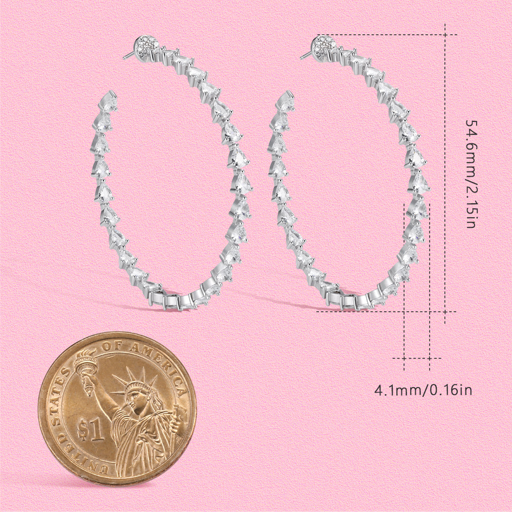 Yumato S925 sterling silver heart set with large circle earrings