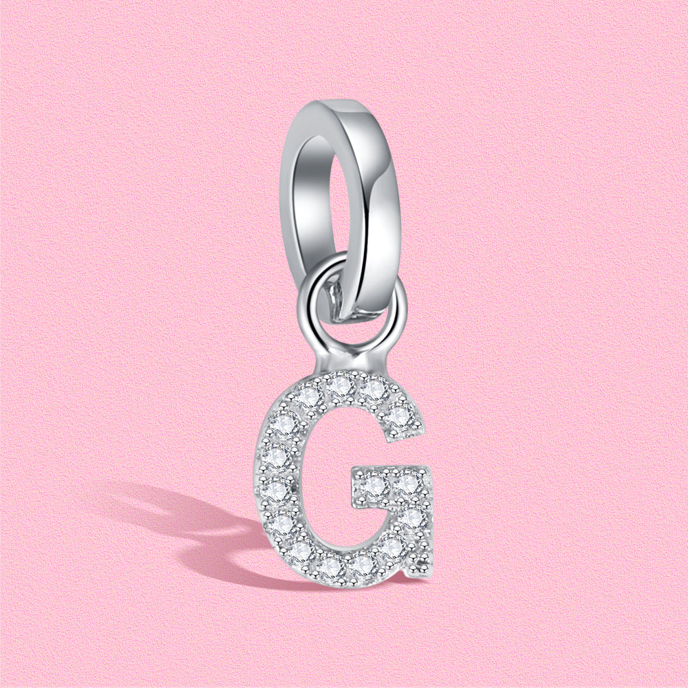 Yumato S925 Sterling Silver 26 Letter DIY Pendant Love Bracelet (Free Choice Style) Fashion Pendant Gifts for yourself, girl, lover,friend P01