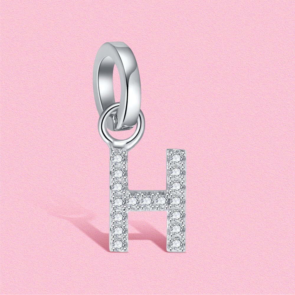 Yumato S925 Sterling Silver 26 Letter DIY Pendant Love Bracelet (Free Choice Style) Fashion Pendant Gifts for yourself, girl, lover,friend P01