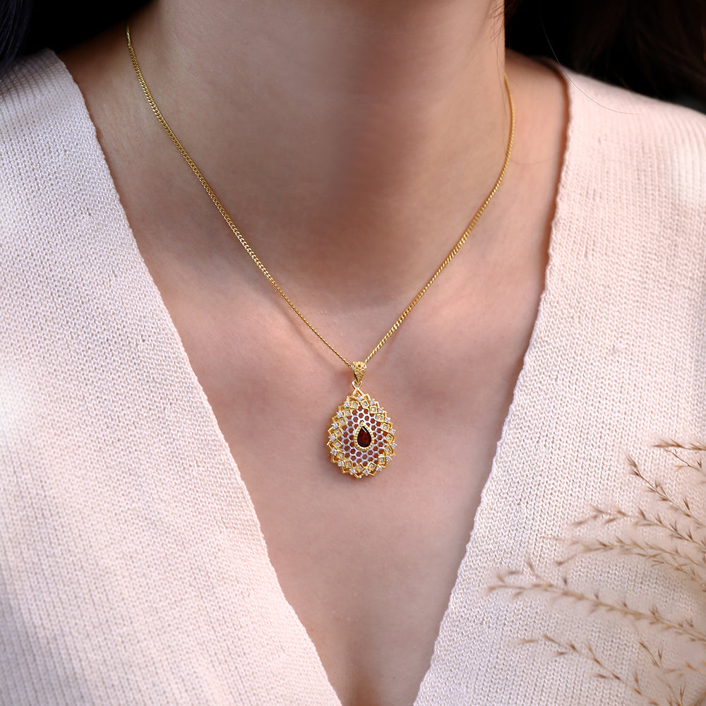 Natural Gemstone Fashion Necklace in 925 Sterling Silver C119