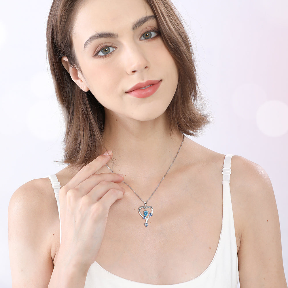 Yumato S925 Sterling Silver Letter and Heart Pendant Engraved Name Birthstone, Elegent Moissanite Customized Gifts for Mom, Friends, Female 1350