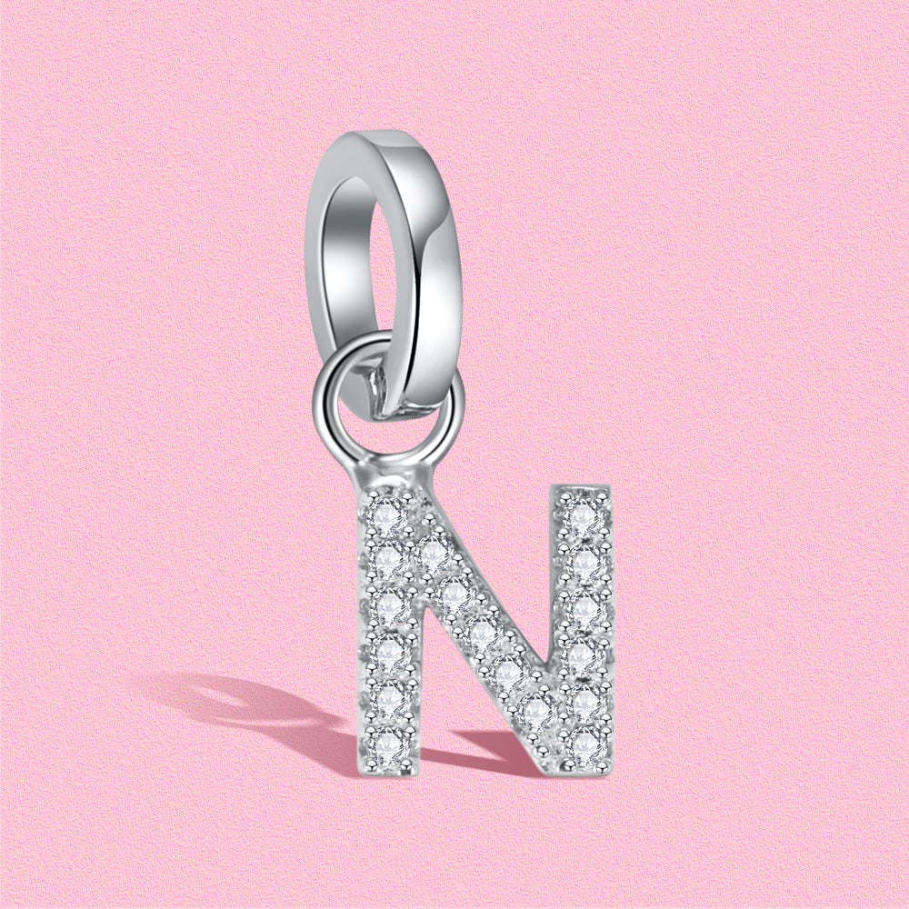 Yumato S925 Sterling Silver 26 Letter DIY Pendant Love Bracelet (Free Choice Style) Fashion Pendant Gifts for yourself, girl, lover,friend P01