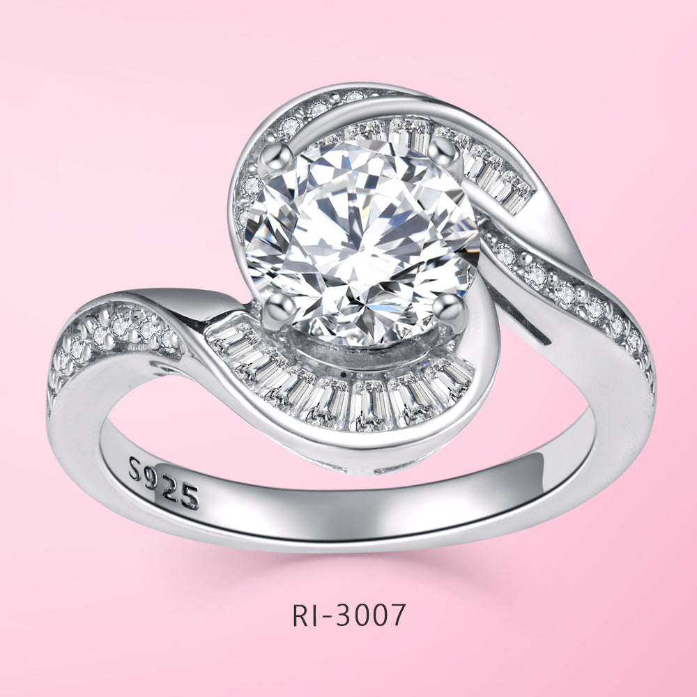 Yumato 925 Sterling Silver Moissanite Diamond Ring (Size 6-9) Gift for yourself, friends, girl, Suitable for Wedding, Engagement, Anniversary RI-3007