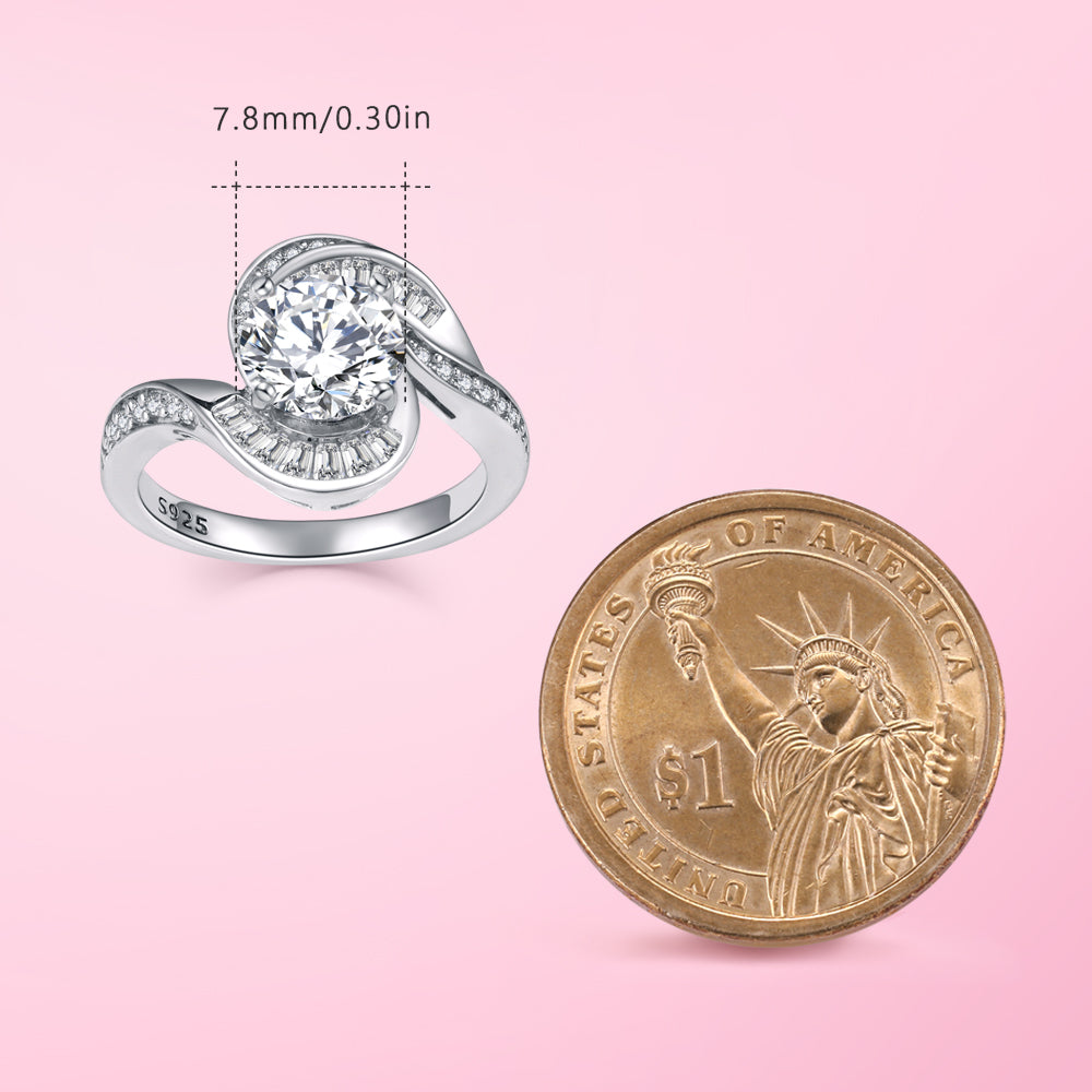 Yumato 925 Sterling Silver Moissanite Diamond Ring (Size 6-9) Gift for yourself, friends, girl, Suitable for Wedding, Engagement, Anniversary RI-3007