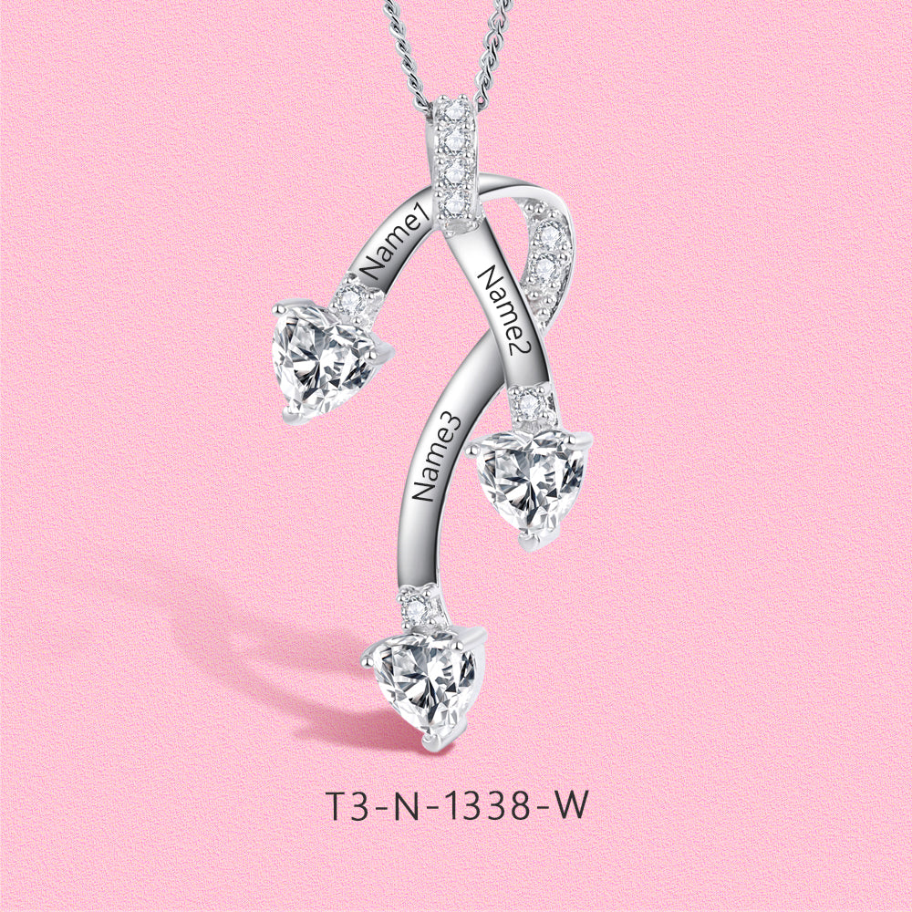 Yumato S925 Sterling Silver Letter Pendant Engraved Name Birthstone, Elegent Moissanite Customized Gifts for Mom, Friends, Female 1338