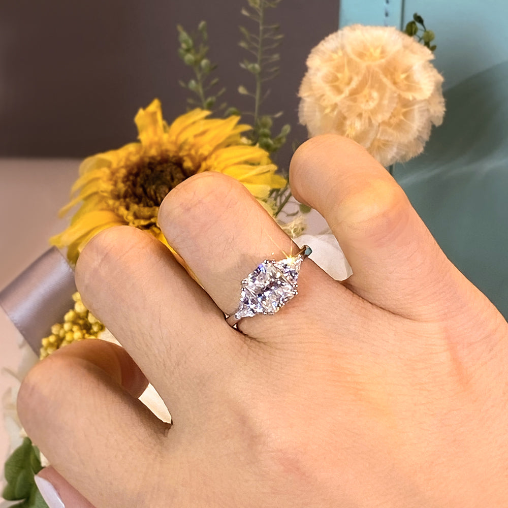Yumato Moissanite diamond princess square diamond couple rings, wedding rings R1792