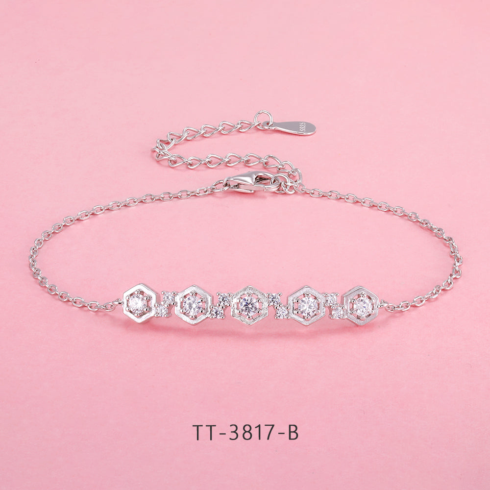 S925 sterling silver honeycomb series set.